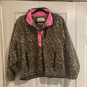 NWOT Leopard and Hot Pink AE Quarter Zip Jacket